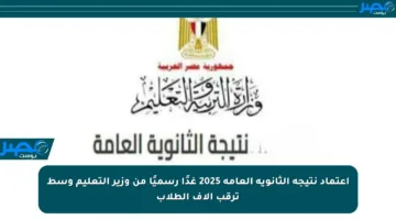 اعتماد نتيجة الثانوية العامة 2025 غدًا رسميًا من وزير التعليم وسط ترقب آلاف الطلاب